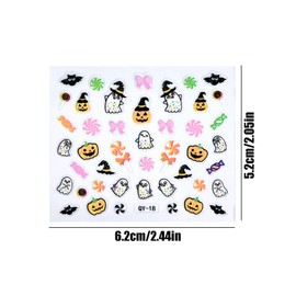 Halloween Nail Stickers, Set of 30, Cute Skulls, Ghosts, Pumpkins, Spiders, Bats, Nail Parts, Ultra Thin, Just Stick, Hearts, Ghosts, Cats, Spiderweb Nail Stickers, Nail Art Stickers, Gel Nails, Decoration Parts