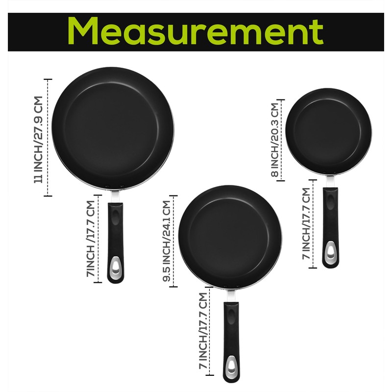 Utopia Kitchen Nonstick Cookware 3 Piece Omelette Pan Skillet Set,