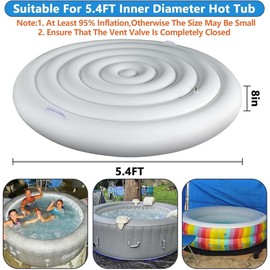 Tlswshsy 5.4 Ft Inflatable Hot Tub Cover- Energy Saving Lid for Round Hot Tub- Foldable Protective Rain Overflow Cover for Outdoor Inflatable Hot Tubs