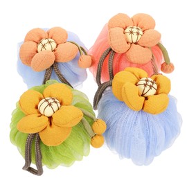 Healvian 4pcs Cartoon Doll Bath Shower Loofah Exfoliating Body Scrubber Gentle Skin Cleaning Mesh Sponge for Adults and Boys and Girls Lightweight Bath Essential Watermelon