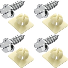 PRIME AVE License Plate Screws with Nylon Inserts - Stainless Steel Rust Proof License Plate Screws for License Plates, Frames & Covers - 4755299 3907444 A11719 - U.S. Cars Trucks SUVs (Set of 4)