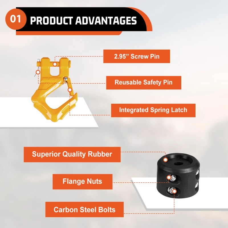Wolfx 35000lbs 8T Winch Hook Rubber & Stopper For Synthetic