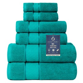 COZYART Teal Bath Towels Set 6 Piece, Luxury 100% Turkish Cotton 650GSM Hotel Quality, Soft, Absorbent,Towel Sets for Bathroom | 2 Bath Towels 2 Hand Towels 2 Washcloths