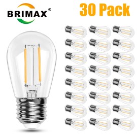 BRIMAX 30Pack 2W LED Light Bulbs E26 Edison Bulb for String Lights Lamp Replace