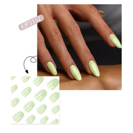 Oval Press on Nails Short Fake Nails Neon Green Press ons Glossy Full Cover Acrylic Glue on Nails Artificial for Women 12 Sizes 24Pcs