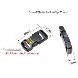 Lunpog Quick Release Buckles, 25mm Double Adjustable Plastic Buckle Clips for Backpack Straps with 2 Adjustable Buckles for Backpack Strap, NO