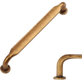 Amerdeco 10 Pack Antique Brass Cabinet Pulls 6.3 Inch(160mm) Hole Centers Kitchen Cabinet Handles Solid Zinc Alloy Cabinet Hardware Drawer Pulls AM017