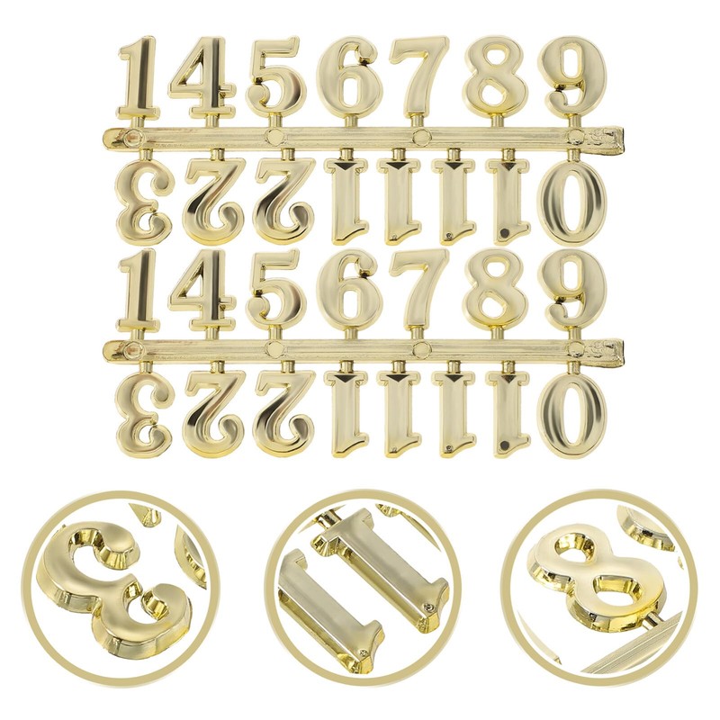HOMSFOU DIY Clock Numerals Kit 5 Sets 1.5 Inch Gold
