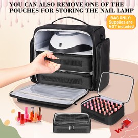 YUYAFN Nail Polish Organizer Holds 105 Bottles, Extra Large Capacity with 3 Removable, Pouches Portable Manicurist Travel Bag for Manicure Tools, Nail Lamp