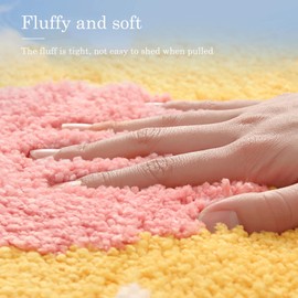 Cute Bath Mat, Soft Superfine Fiber Flower Floor Mat Bathroom, Non Slip Water Absorbent Rug Bath Mat Door Mats Rugs for Entrance Bedroom Kitchen Bathroom Toilet Floors 25.6 x 25.6 Inch (Yellow)