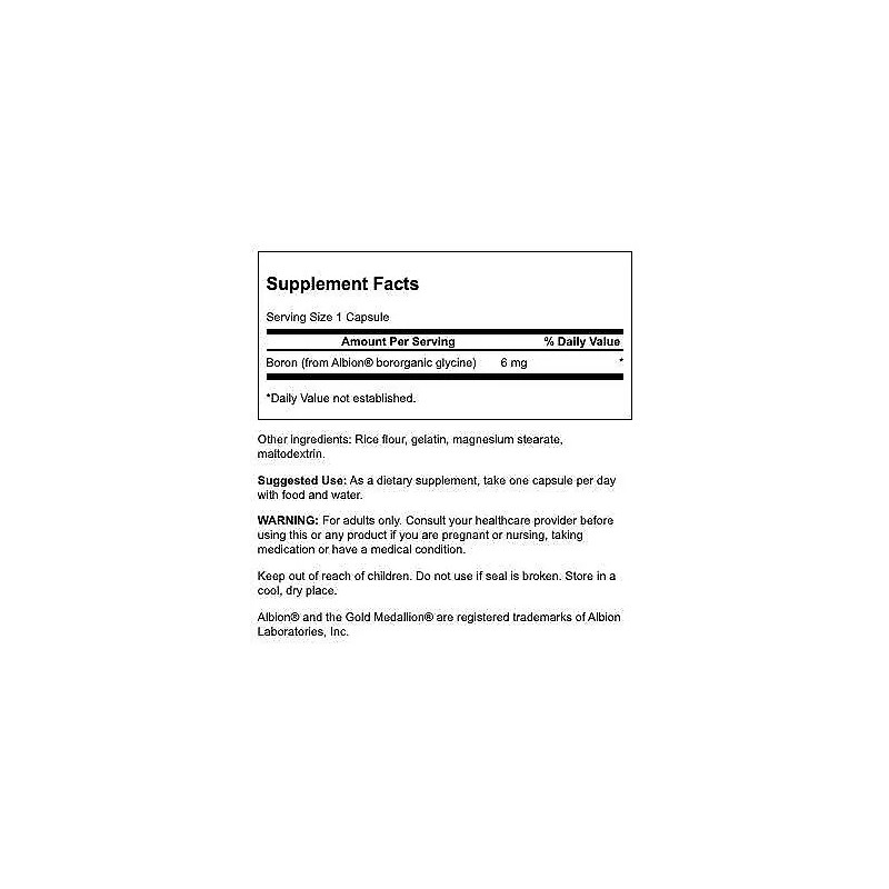 Swanson Boron from Albion Bororganic Glycine 6 mg 60 Capsules