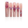 Artiprint Nude Glitter Coffin Press-On Nails with Rhinestone Accents, Long