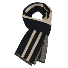 Plaid Scarf for Men Soft Warm Winter Scarves Mens Fashion Scarf Soft Long Shawl Black & Beige Cross