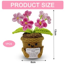 Pocket Hug Courage Gift, Forget Me Not Crochet Flowers, Creative Knitting Wool Lucky Charm for Best Friend, Positive Potato Inspirational Gifts for Boyfriend, Colleague, Family (Pink)