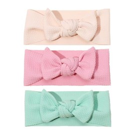 SHROMNYXIN Baby Bows 0-6 Months Hair Accessories for Girls - Newborn & Preemie Macaron Bows in Beige, Pink & Green