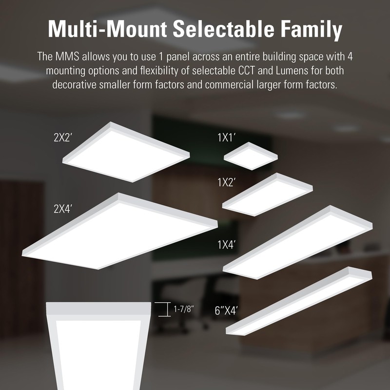 Metalux MMS Multi-Mount 1x2 LED Panel Ceiling Light w/CCT and