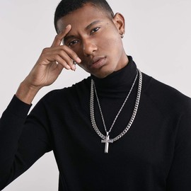 PROSTEEL Men Lord's Prayer Cross Pendant with Chain 316L Stainless Steel