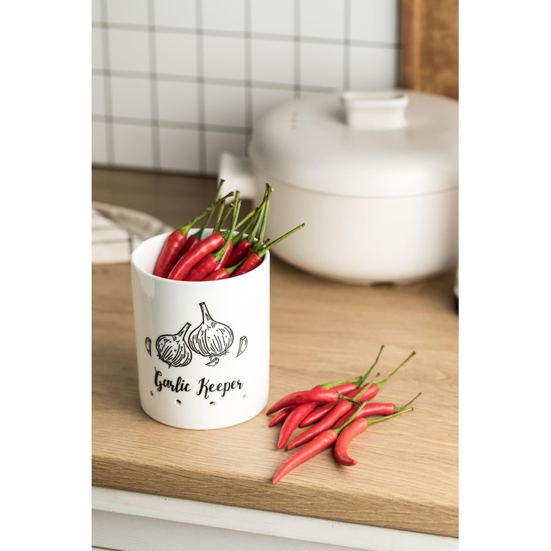 LYEOBOH Garlic Keeper, Garlic Storage, Garlic Holder, Large Ceramic Garlic