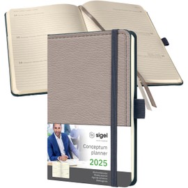 SIGEL C2554 Conceptum Weekly Planner 2025, Design Beige, 9,5 x 15 cm, hardcover, 176 Pages, Beige