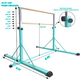 FC FUNCHEER Gymnastics bar,5FT/6FT Horizontal Bars, Adjutable Gymnastic Bar for Kids Ages 5-20, 35.4" to 59"/45" to 71", Weight Limit 500 LBS,Home Gym Equipment