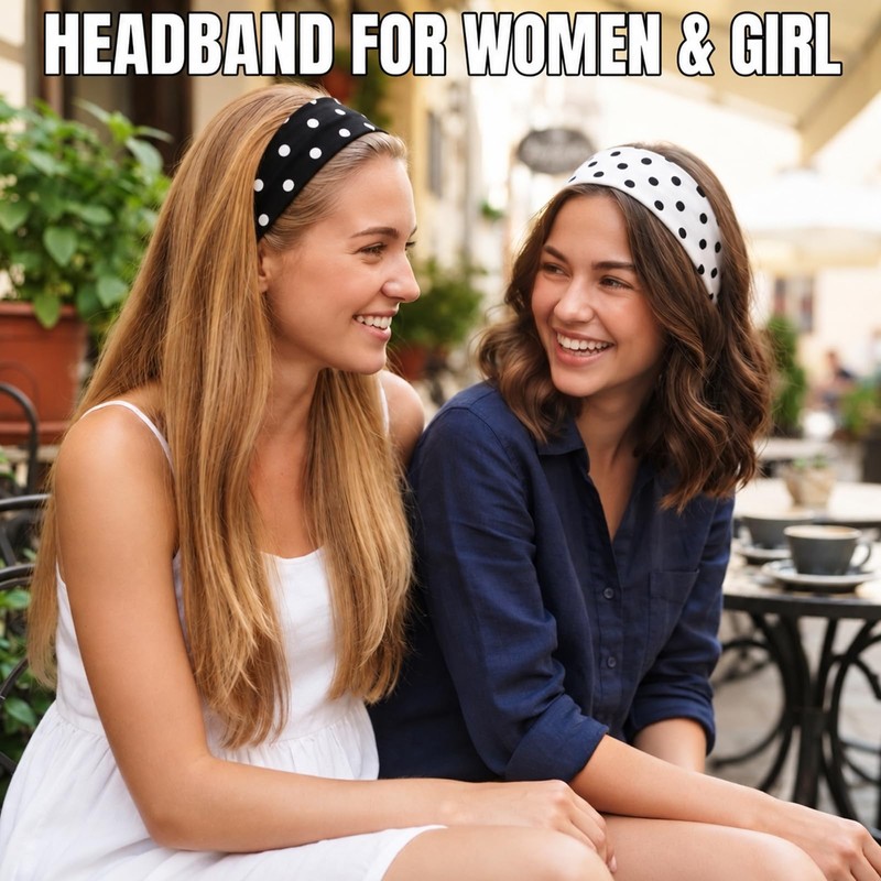 Polka Dot Headbands for Women Soft Non Slip Hair Bands