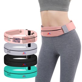 BibBoards Running Belt for Men & Women - Water & Sweat-Resistant No Bounce Runners Fanny Pack for Phone, Keys, Cards & Money, Adjustable Running Band for Marathon, Jogging, Hiking, Cycling - Pink