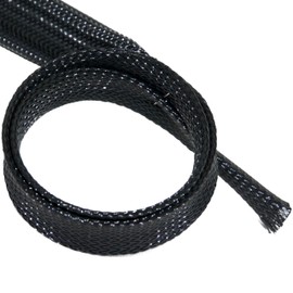 ISOLATECH Braided Sleeve, Cable Duct, Black, Sold by the Metre, Diameter 20 mm, 1 Metre Cable Tube, Cable Organiser for Cable Management, Desk, PC Accessories