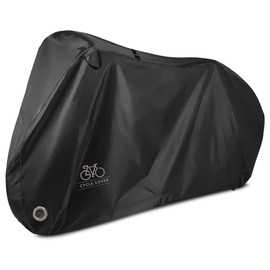 PYKES PEAK Bicycle Cover, Cycle Cover, Anti-Theft, Waterproof, Dustproof, Thick, Rain Protection, Lockhole/Storage Bag Included, UV Protection, Child Seat Compatible, Normal / Black