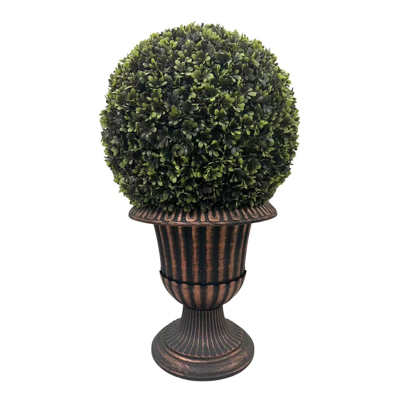 Dithoko 32" Ball Topiary in Brown Pedestal Pot, Artificial Faux