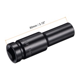 sourcing map 1/2" Drive by 11mm Deep Impact Socket, Heat-Treated CR-V Steel 3.15" Length, 6-Point Metric Sizes