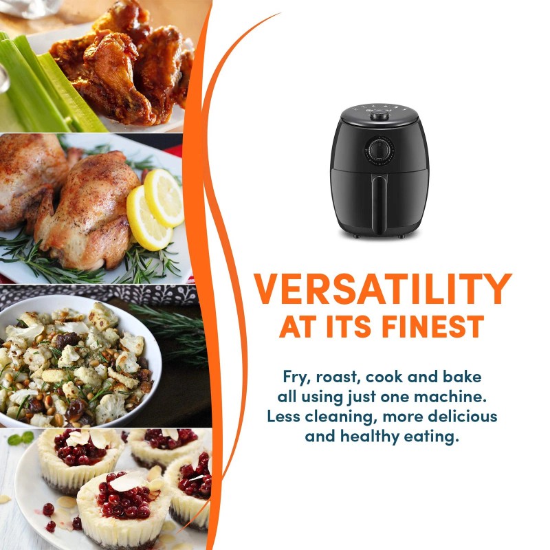 Elite Gourmet 2.1 Quart Compact Air Fryer Oil Free Healthy