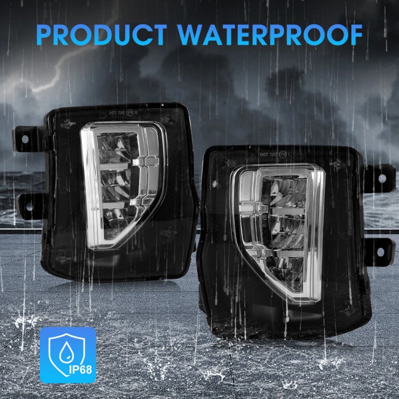 Mayello Pair For 2016-2018 Chevy Silverado 1500 LED Smoke Bumper