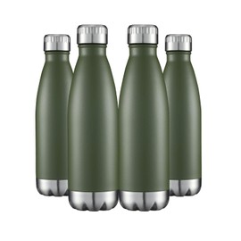 HASLE OUTFITTERS 17oz Cola Shape Design Water Bottle Bulk 4PC ArmyGreen,750ML Keeps Water 24 Hours Cold,12 Hours Hot,Sweat-Free Exterior Wall, Perfect for the Go and Easy Grip Carrying