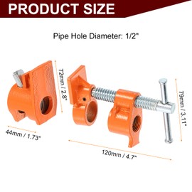 HARFINGTON 6Pcs Clamp Fixture 1/2" Black Pipe Steel Clamps Wood Gluing Pipe Clamp Set Cast Iron Woodworking Tool for Gluing and Drilling