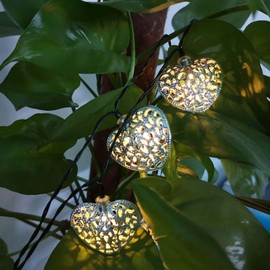KEEDA Solar Iron String Lights - Waterproof Fairy Decorative Lights for Outdoor Garden Yard Christmas Wedding Decor (Heart-Shaped, 20LED)