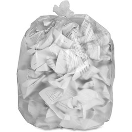 50 Small to Medium 7-8-9-10 Gallon 24" x 24" Clear Garbage Bags - Commercial Waste Basket Trash Bags | Bulk Plastic Bathroom Trash Can Liners | Office Shredder Bags
