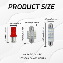 Hirificing 24PCS LED Interior Car Lights, Interior Car Lights Dome Light Set T10 31 mm 42 mm Replacement Bulbs for Top Map Dome Tail Cab Lights and License Plate Courtesy Lights Accessories (Red)