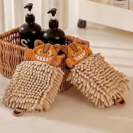 Soulnioi Kitchen Hand Towels, Cute Animal Dish Cloths Microfiber Cleaning Cloth Absorbent Washcloth with Hanging Loop for Kitchen and Bathroom - Totoro