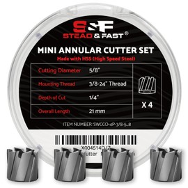 Spot Weld Cutter Kit 4-Pack, Cutting Diameter 5/8", S&F STEAD & FAST High Speed Steel Spot Weld Drill Bit, Annular Cutter for Hand Drill, 3/8" Threaded Shank, 1/4" Depth of Cut