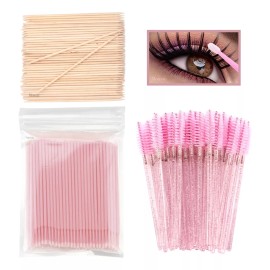 Iconsign  100 Microbrush + 100 Palitos Naranjo+ 50 Cepillos Pestañas