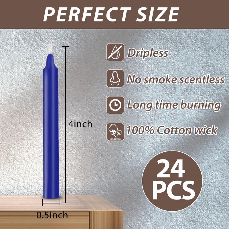 24 Pack Blue Spell Chime Candles – Premium Mini Unscented