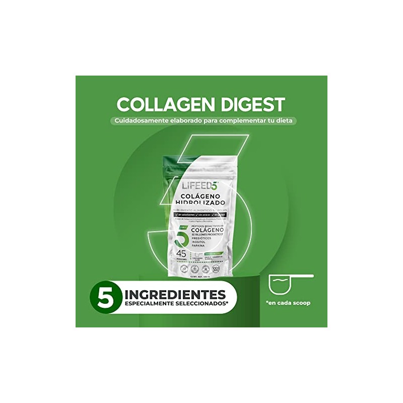 LIFEED5 Colágeno Hidrolizado en Polvo con Probióticos 50 Billones 405g