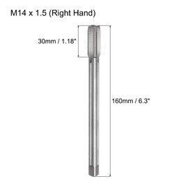 sourcing map Metric Thread Tap M14 x 1.5 H2 160mm Extra Long Straight Flute Screw Thread Milling Machine Taps Threading Tapping Repair Tool