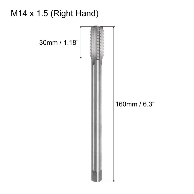 sourcing map Metric Thread Tap M14 x 1.5 H2 160mm