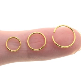20G Stainless Steel Fake Nose Ring Hoop - Seamless Open Faux Nose Hoop - 6mm 10mm Diameter - Hypoallergenic and Durable (Gold, 6mm)