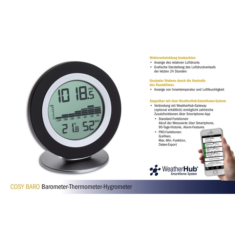 TFA Dostmann WeatherHub Cosy BARO Digital Barometer Thermometer Hygrometer Weather