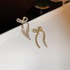 Gold Sparkly Rhinestone Bow Earrings for Women Teen Girls,Long Chain