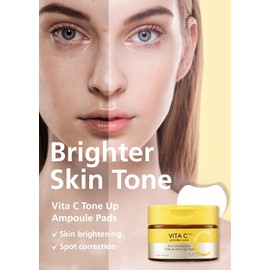MISSHA- Almohadillas tónicas Vita C Tone Up Ampoule (80 almohadillas) Almohadillas exfoliantes, Almohadillas para tratamiento localizado con vitamina C, Hy