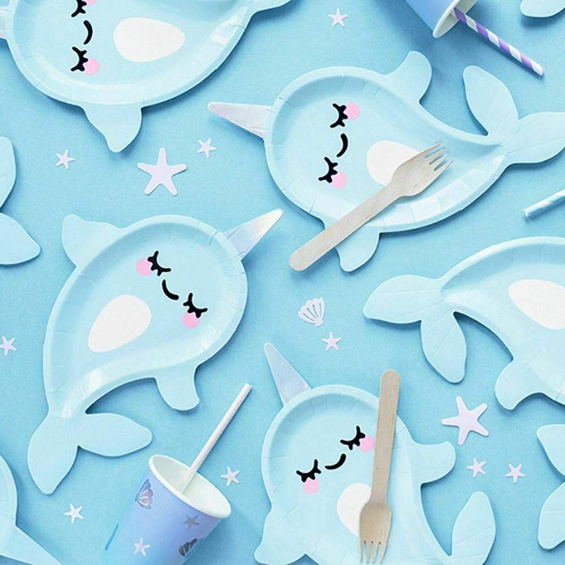 Luck and Luck Narwhal Seaside Paper Party Plates - Mermaid