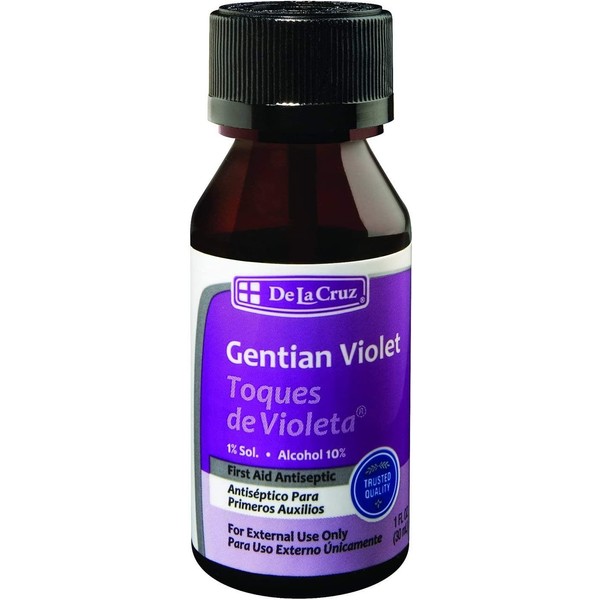 De la Cruz Gentian Violet - Violeta de Genciana - Tincture of Violet 1% First Aid Antiseptic (1 Fl Oz (Pack of 1))